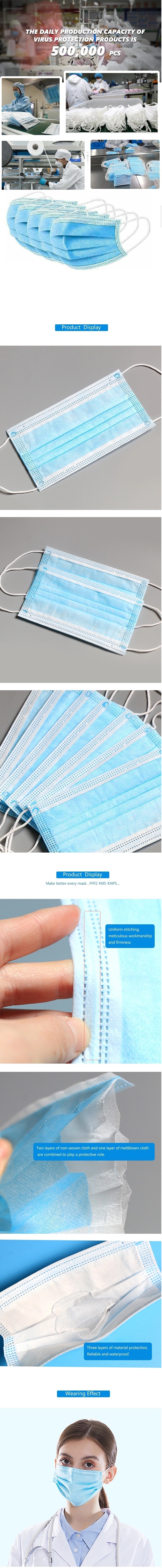 Earloop Style Disposable Breathing Mask , 3 Ply Non Woven Face Mask