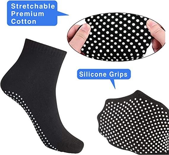 Diabetic Adults Men Women 4 Pairs Unisex Grip Socks for Yoga Home Workout Barre