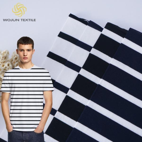 Knit Cotton Striped Material Fabric 175cm Summer Sportswear Skin Friendly