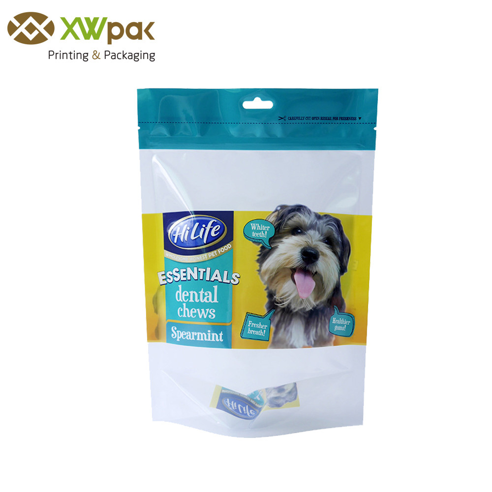 Plastic Zipper Sealed Pet Food Packaging Stand Up Pouch Dog Treats Custom Printing