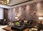 Luxury Coffee Color Country Vinyl Wallpaper With Floral Pattern for Living Room