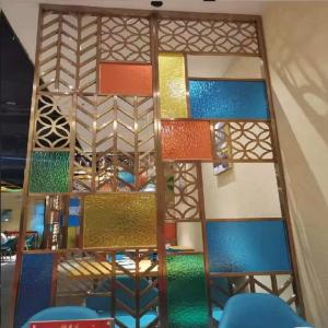Quality Metal frame aluminum stained colour glass acrylic room divider panel wholesale