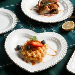 3D Design Porcelain White Dinnerware Heart Shaped Dishwasher Safe