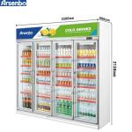 4 Door Upright Commercial Beverage Refrigerator 2000L For Drinks
