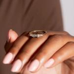 Fine Jewelry Three Stone Diamond Rings Customized for Women in 14K 18K Gold