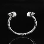Mighty Opening Double Skull Stainless Steel Twisted Wire Men's Explosive