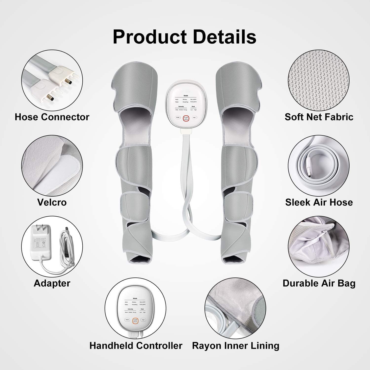 21W Air Compression Leg Massager With Heat