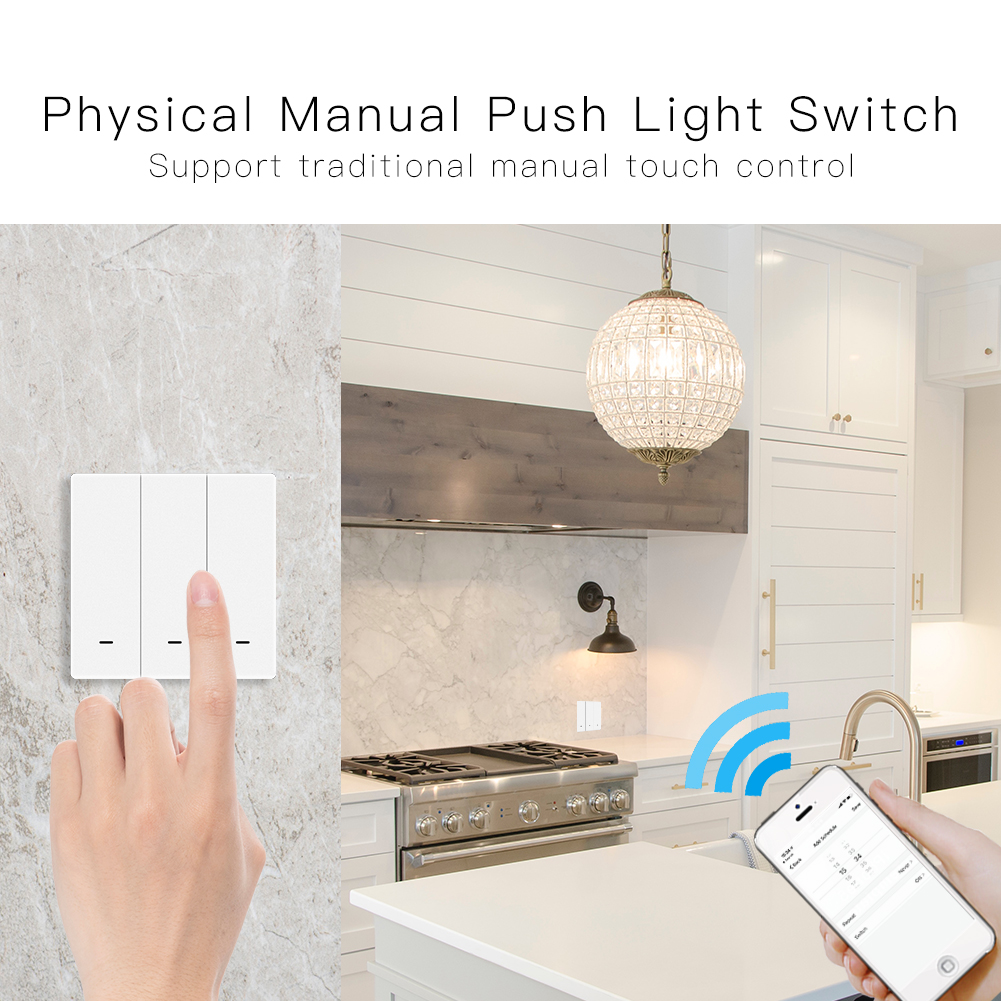 Tuya Push Button Switches No Neutral Zigbee Wireless Smartlife APP Remote Control Smart Life IOT Home Automation System