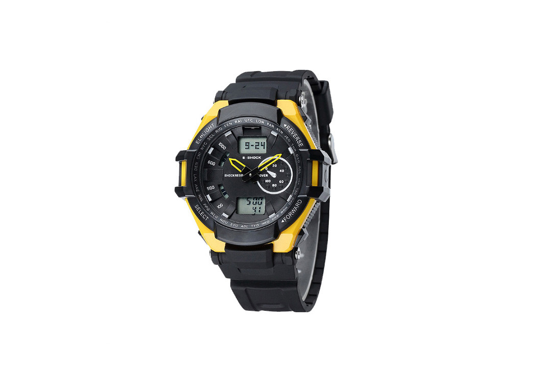Shock Resistant Children Black Analog Digital Watch Waterproof Stainless Steel Clasp