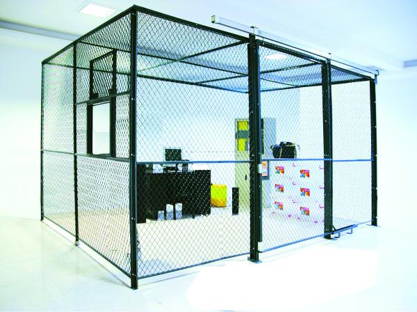 Heavy Duty Two Sides Industrial Storage Cage , Wire Mesh Storage Lockers Full