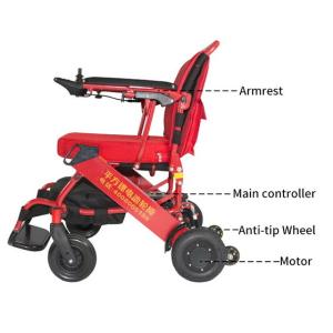 Quality Red Foldable Electric Wheelchair 6km/H Environmental Protection Coating wholesale