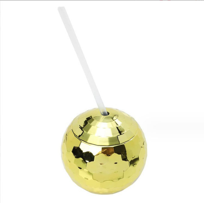 600ml Unique Disco Ball Cups Electroplated Flash Spherical Double Wall Plastic Cups
