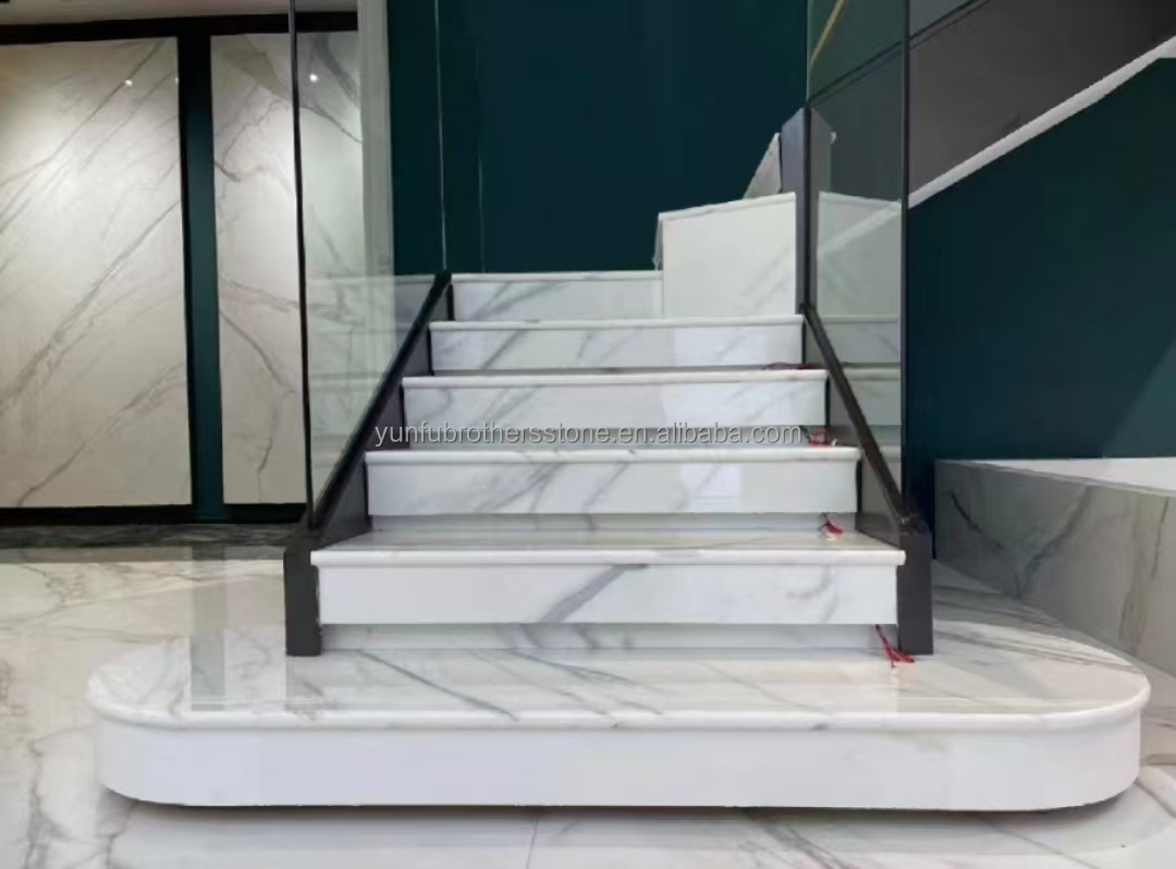 Nano White Crystal Dining Table Top Modern Big Slab Marble Look Porcelain Tile for Steps