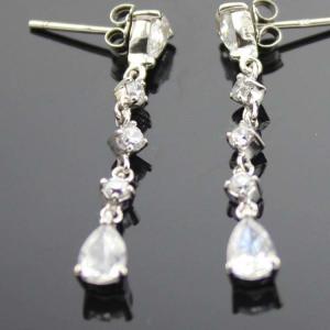 Quality 925 Sterling Silver Clear Cubic Zircon Dangle Drop Earrings (SE7002) wholesale