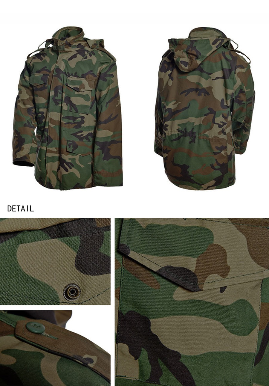Acceptable OEM/ODM Polyester/Cotton Olive Green Mens Jacket M65 For Outdoor Activities XS-XXL