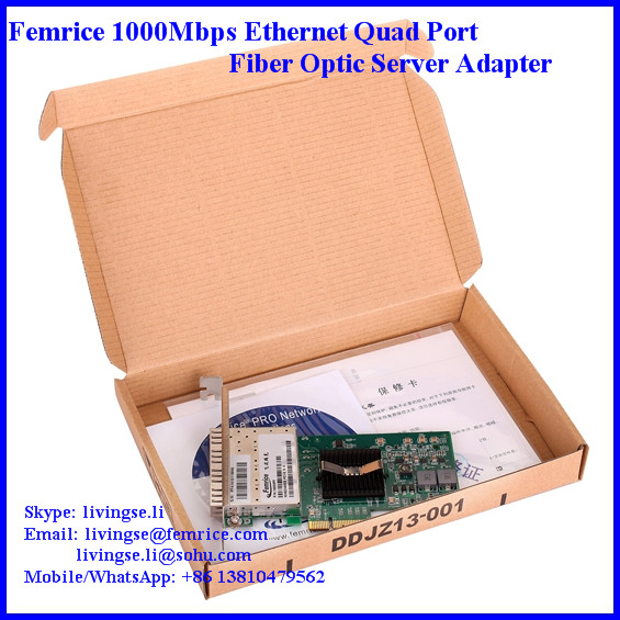 1000Mbps Quad Port Network Card SFP Slot Server NIC Adapter, Fiber Optic Network Adapter Femrice 10004PF