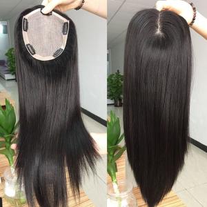 Quality Natural Black Permanent Women's Toupee Wigs Topper Human Hair Prosthesis Replacement wholesale
