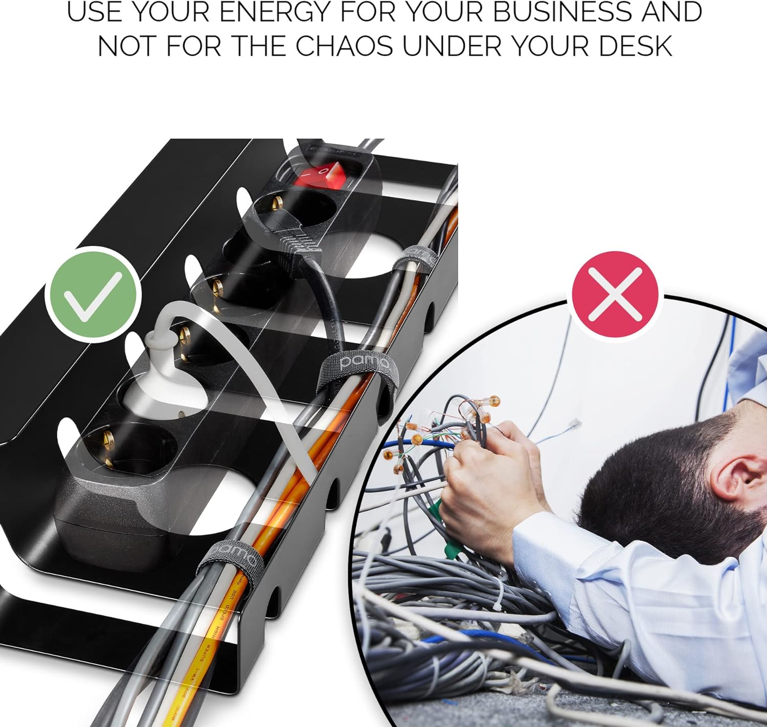 Carbon Steel Cable Tray Holder Desk Organizer for Under Desk Table in Home Office