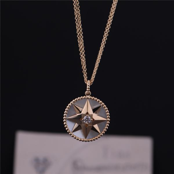 Gold Factory ROSE DES VENTS MEDALLION NECKLACE in 18K YELLOW GOLD with DIAMOND