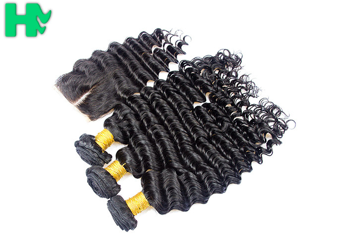 Natural Black Deep Wave 4x4 Frontal Lace Closure Length Combination No Shedding