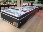 Commercial Island Freezer Refrigerator Display Showcase With Glass Sliding Door
