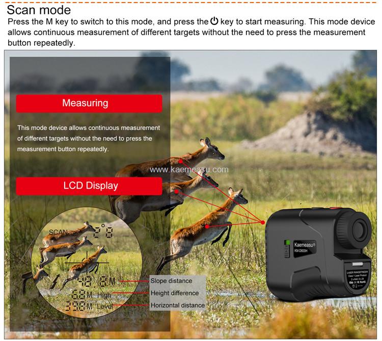 kaemeasu Laser Rangefinder Distance Measuring Water Proof Hunting Range Finder Telescope D1000