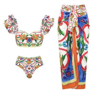 Quality Summer Season Three Piece Swimwear In Nylon Material For Women Size M wholesale