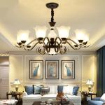Black wrought iron chandeliers sale with Glass Lampshade (WH-CI-101)