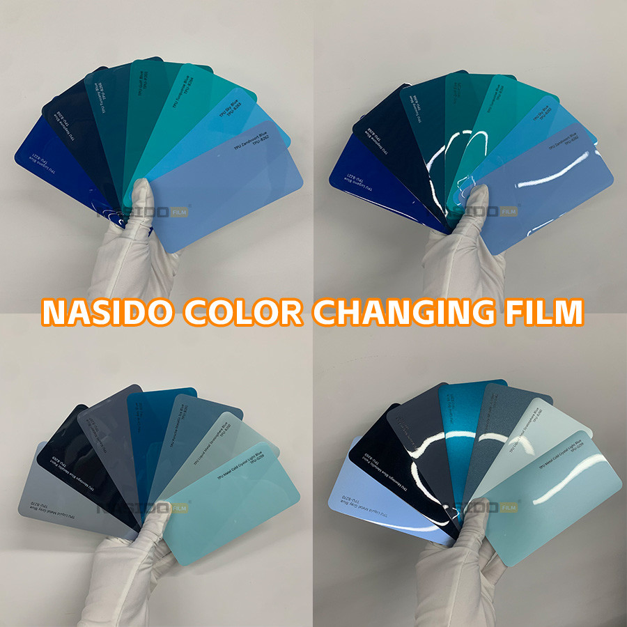 Brightness TPU Light Blue Color Car Paint Protection Film Heat Insulation