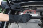 Black Safety Waterproof Rubber Work Gloves , Industrial Latex Gloves Tear