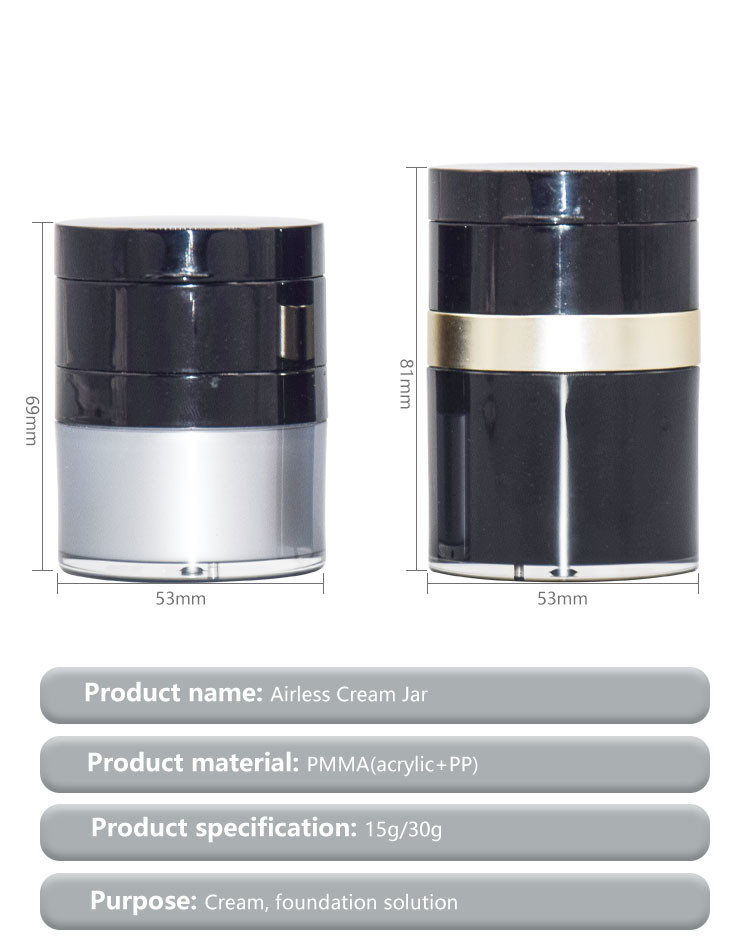 15g/30g Customized Color And Customized Logo BB CC Cream Jar Acrylic Airless Jar With Mirror uKC47