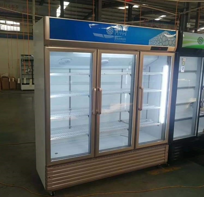Stainless Steel Beverage Glass Door Display Freezer Refrigerated Cold Beer Drink 4