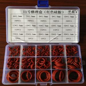 Quality Red Color O Ring Seal Kit / Small O Ring Kit Virgin Silicone Material wholesale