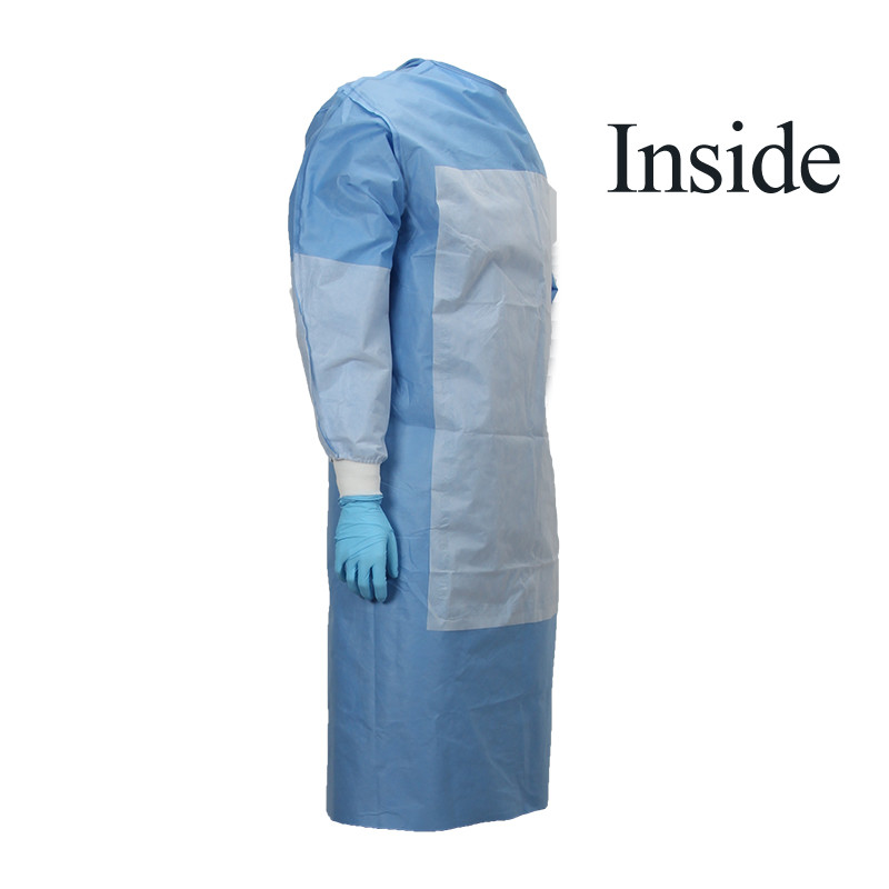 Wholesale Disposable Ppe AAMI Level2 Level 3 SMS PP PE Knit Cuff Waterproof Apron Isolation Gown Fluid Resistant Surgica