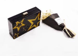 Quality Fashionable Yellow Glitter Stars Acrylic Clutch Bag Women Evening Party Purse Bag wholesale