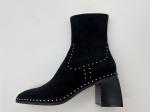 soft suede leather and stretch lycra fabric black Womens Dress ankle Boots with