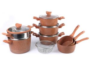 Quality Hygienic Scratch Resistant 32cm Paint Aluminium Cookware Set wholesale