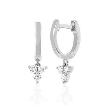 14K Gold Blossom Mini Huggie Diamond Trio Drop Earrings Silver Jewelry Main Material