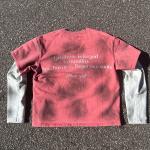 Double Layer Long Sleeve Shirt Dirty Mens Distressed Long Sleeve Shirt 200Grams
