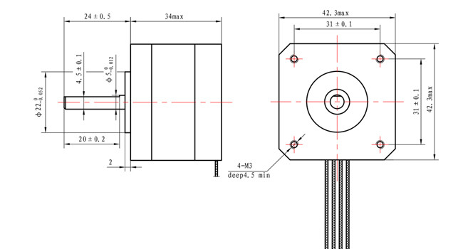 1.33A 42*42mm Stepping Motor NEMA 23 DC Motor For Medical Equipment 320mN.m