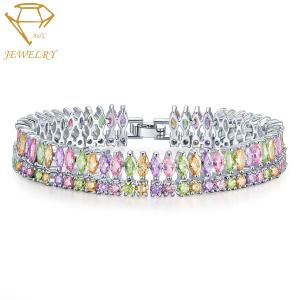 Quality Colorful Brass 7.3 Inches Diamond Women's Bracelets AAA Stone wholesale