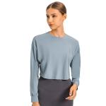 Women Jacquard Activewear T Shirts Breathable Long Sleeve Yoga T Shirt Quick Dry