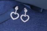 Eternity Heart Cubic Zirconia 925 Sterling Silver Dangle Earrings ODM