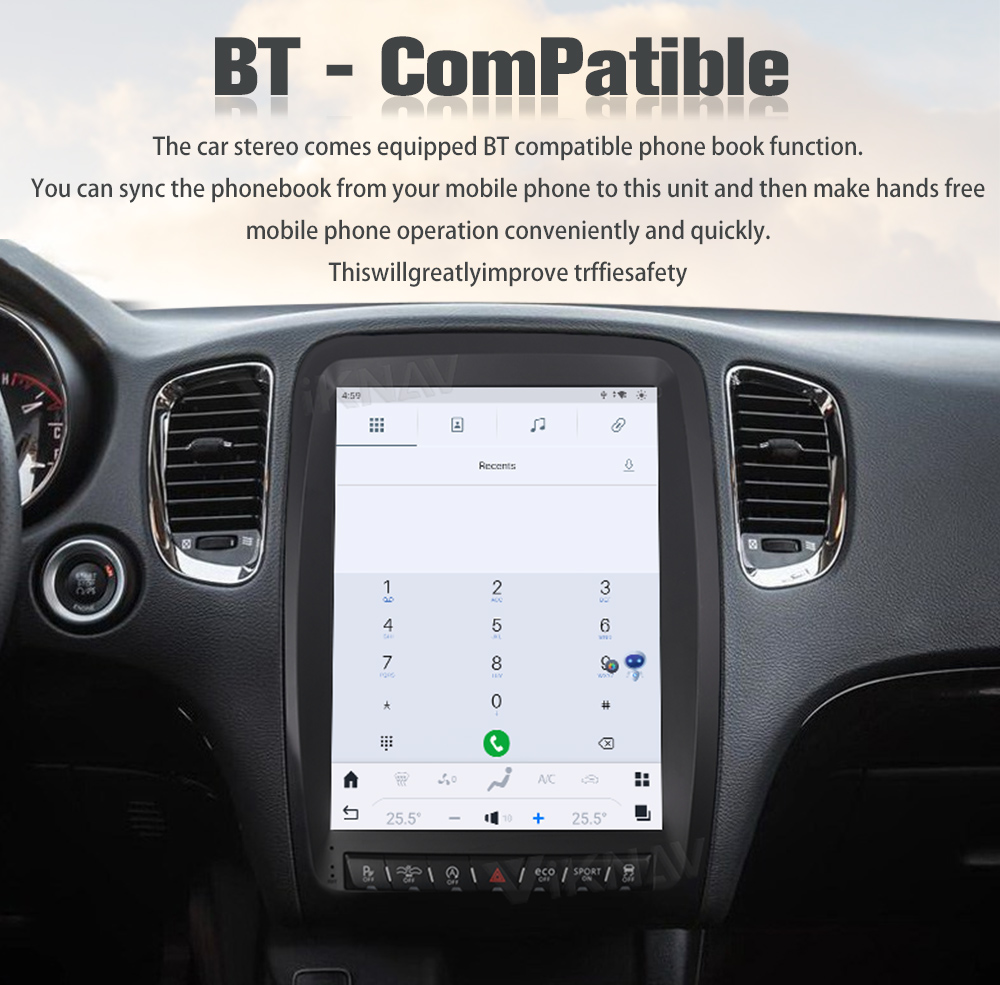 12.1 inch 1024*768 Car radio For 2014-2022 Dodge Durango GPS Navigation Multimedia player Screen Support Carplay