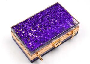 Quality Elegant Purple Transparent Box Clutch Bag , Women Clear Acrylic Handbags wholesale