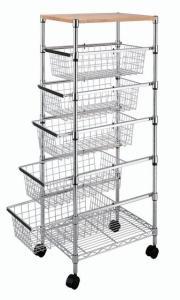 Quality Smooth 5 Adjustable Drawers Wire Utility Cart For Laundry , Kitchen , Office wholesale