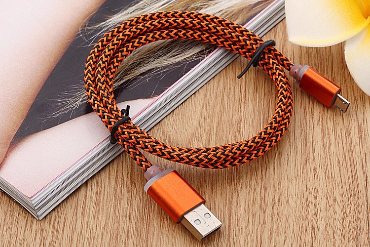 1M Fabric Nylon Braided Micro Flexible USB Cable for Samsung / Blackberry