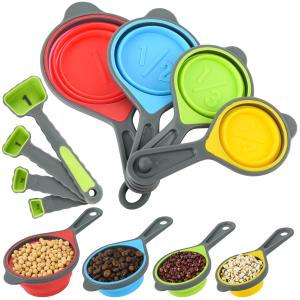 Quality BAP Free Collapsible Silicone Soft Measuring Cups Measuring Spoons Silicone Kitchen Utensil Tools Travel Measuring Cup wholesale