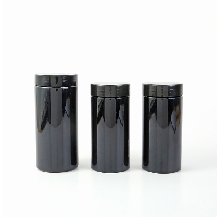 Highly Customized Luxury Black Frost Pill Bottle Capsule Bottle Green Plastic Vitamin Medicine Bottle Personal Care Packaging With Screw Cap