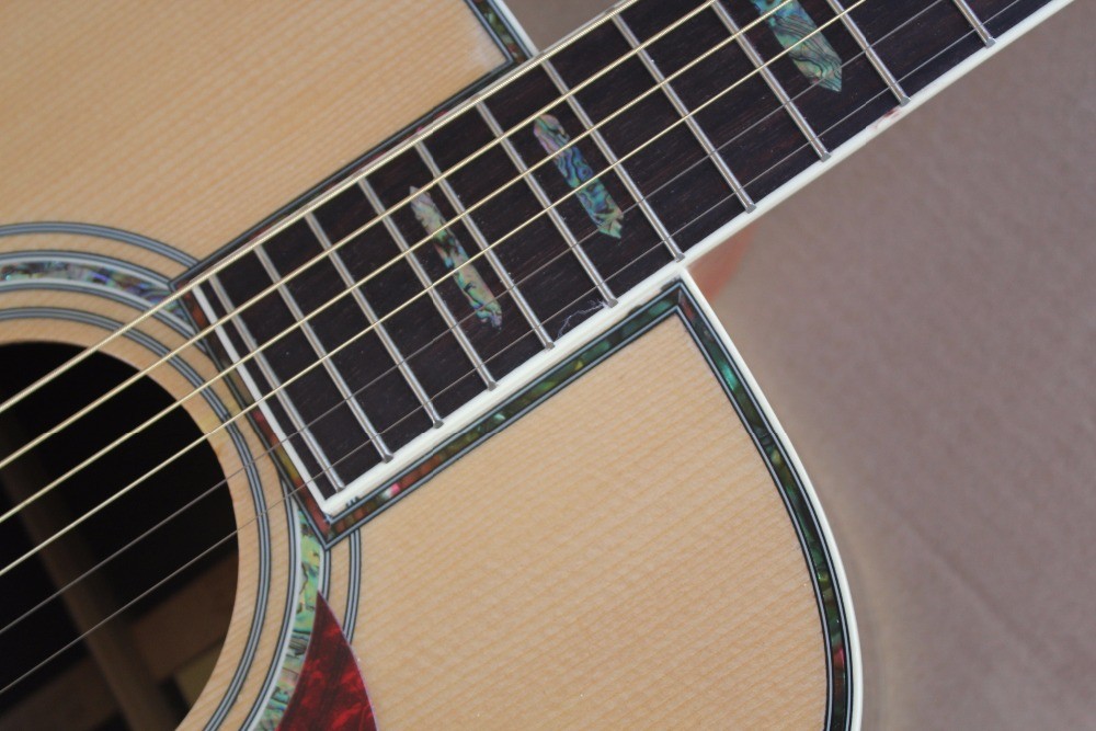 Ebony fretboard acoustic guitar AAA solid top acoustic electric guitar OEM round body custom guitar